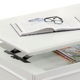 48" White Wood Lift Top Solid Coffee Table With Two Drawers