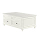 48" White Wood Lift Top Solid Coffee Table With Two Drawers
