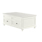 48" White Wood Lift Top Solid Coffee Table With Two Drawers