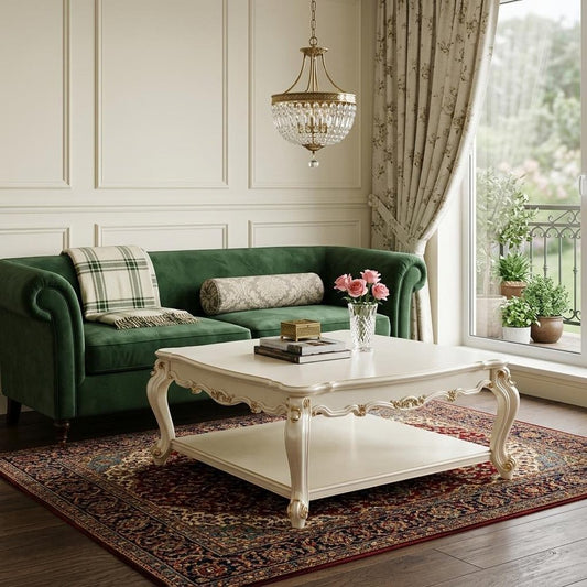 47" Pearl Wood Coffee Table With Shelf