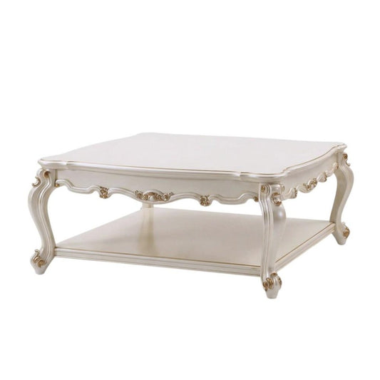 47" Pearl Wood Coffee Table With Shelf