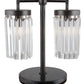 18" Black Iron Two Light Cylinder Bedside Table Lamp With Clear Cylinder Shade