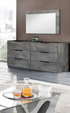61" Grey Faux Marble Solid Manufactured Wood Six Drawer Double Dresser