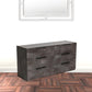 61" Grey Faux Marble Solid Manufactured Wood Six Drawer Double Dresser