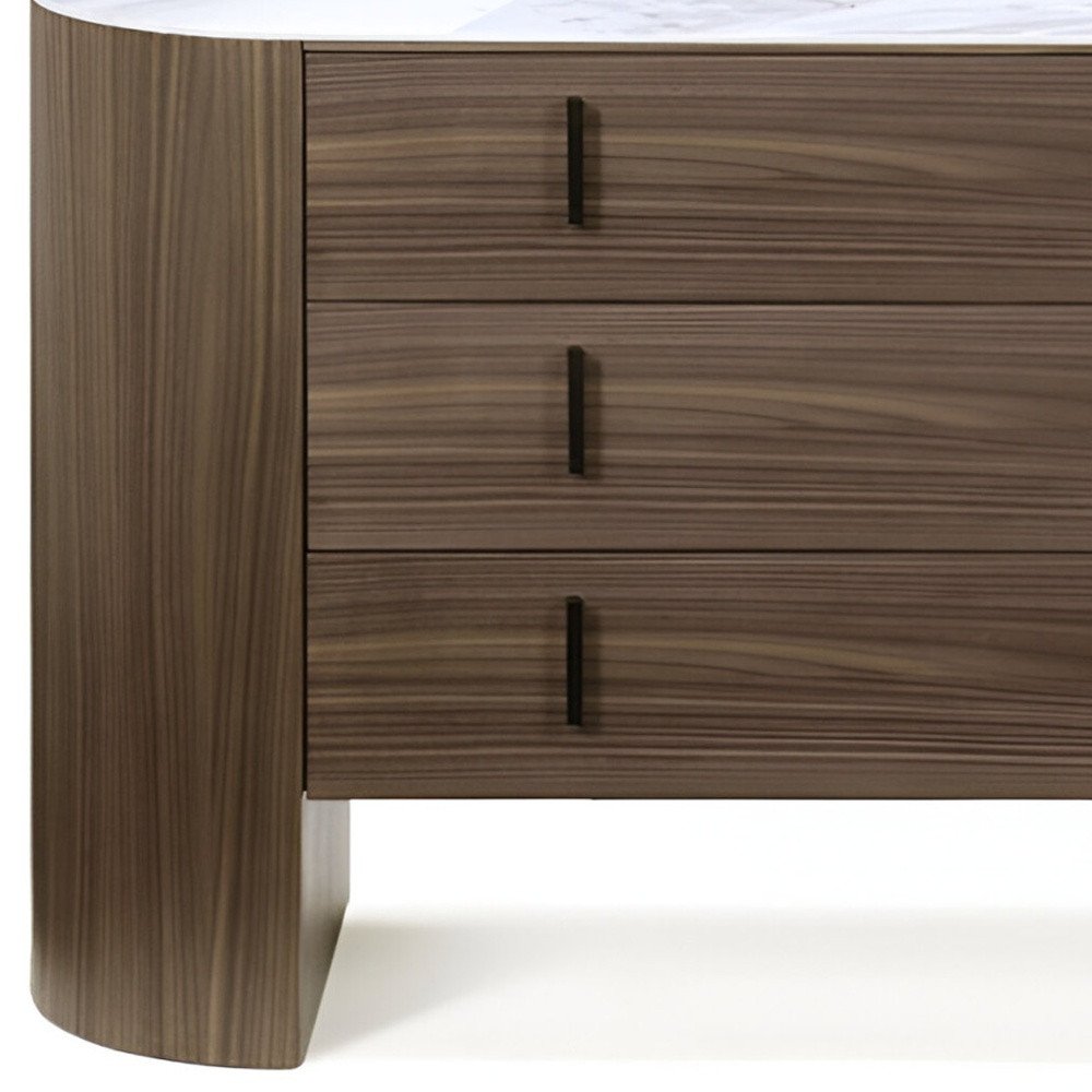 55" Brown Wood Three Drawer Dresser