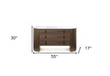 55" Brown Wood Three Drawer Dresser