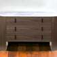 55" Walnut Marble Solid And Manufactured Wood Three Drawer Dresser