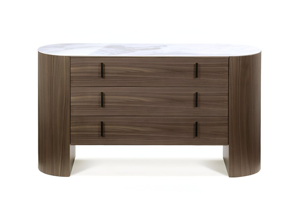 55" Brown Wood Three Drawer Dresser