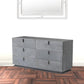 59" Gunmetal Grey Crackle Finish Six Drawer Double Dresser