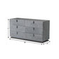 59" Gunmetal Grey Crackle Finish Six Drawer Double Dresser