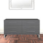 59" Grey Solid And Manufactured Wood Six Drawer Dresser
