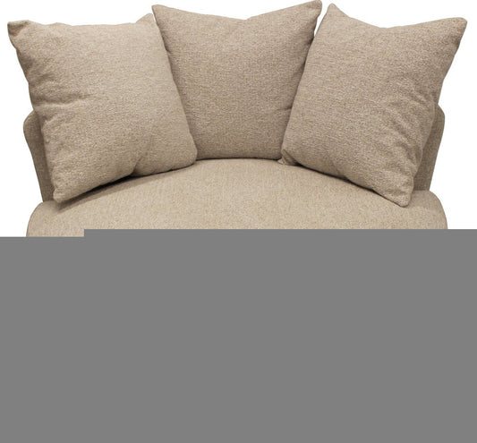44" Sand Linen Upholstered Swivel Round Accent Chair And Toss Pillows