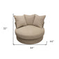44" Sand Linen Upholstered Swivel Round Accent Chair And Toss Pillows