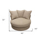 44" Sand Linen Upholstered Swivel Round Accent Chair And Toss Pillows
