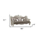 90" Gray Faux Leather Curved Sofa And Toss Pillows With Bone Legs
