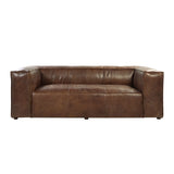 98" Brown Top Grain Leather Sofa With Black Legs