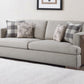 92" Beige Fabric Sofa And Toss Pillows With Brown Legs