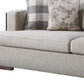 92" Beige Fabric Sofa And Toss Pillows With Brown Legs