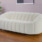 84" White Sherpa Sofa With Black Legs