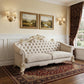 89" Ivory Velvet Sofa And Toss Pillows With Pearl Legs