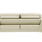 90" Beige Italian Leather Sofa With Gold Legs