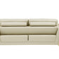 90" Beige Italian Leather Sofa With Gold Legs