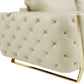 90" Beige Italian Leather Sofa With Gold Legs