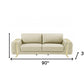 90" Beige Italian Leather Sofa With Gold Legs