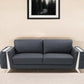 90" Gray Italian Leather Sofa With Silver Legs