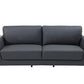 90" Gray Italian Leather Sofa With Silver Legs