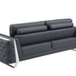 90" Gray Italian Leather Sofa With Silver Legs