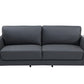90" Gray Italian Leather Sofa With Silver Legs