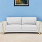 90" White Italian Leather Sofa With Gold Legs
