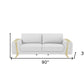 90" White Italian Leather Sofa With Gold Legs