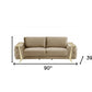 90" Beige Velvet Sofa With Gold Legs