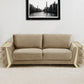 90" Beige Velvet Sofa With Gold Legs