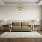 90" Beige Velvet Sofa With Gold Legs