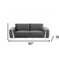 90" Gray Velvet Sofa With Silver Legs