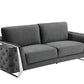 90" Gray Velvet Sofa With Silver Legs