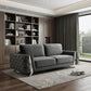 90" Gray Velvet Sofa With Silver Legs