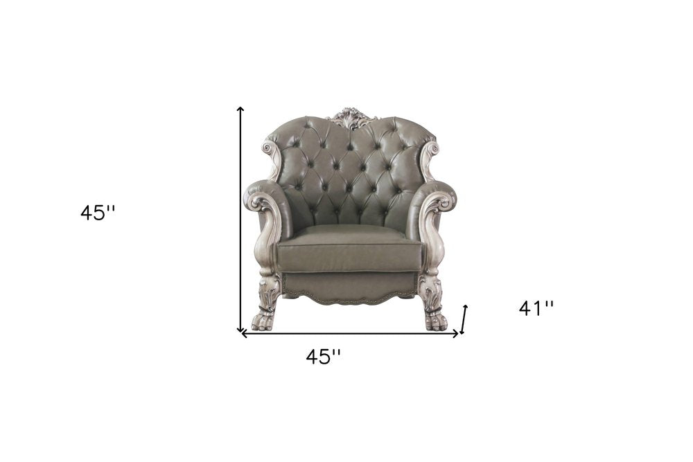 45" Champagne Faux Leather Arm Chair