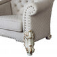 43" Ivory and Pearl Fabric Striped Arm Chair And Toss Pillows