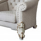 43" Ivory and Pearl Fabric Striped Arm Chair And Toss Pillows
