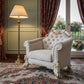 43" Ivory and Pearl Fabric Striped Arm Chair And Toss Pillows