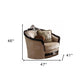47" Tan and Black Fabric Floral Arm Chair And Toss Pillows