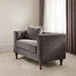 41" Gray and Antiqued Brass Velvet Tufted Arm Chair And Toss Pillow