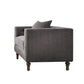 41" Gray and Antiqued Brass Velvet Tufted Arm Chair And Toss Pillow