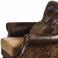 38" Brown and Black Faux Leather Floral Tufted Arm Chair And Toss Pillow