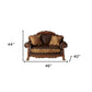 46" Brown and Cherry Blossom Pink Faux Leather Floral Tufted Arm Chair And Toss Pillow