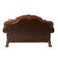 46" Brown and Cherry Blossom Pink Faux Leather Floral Tufted Arm Chair And Toss Pillow